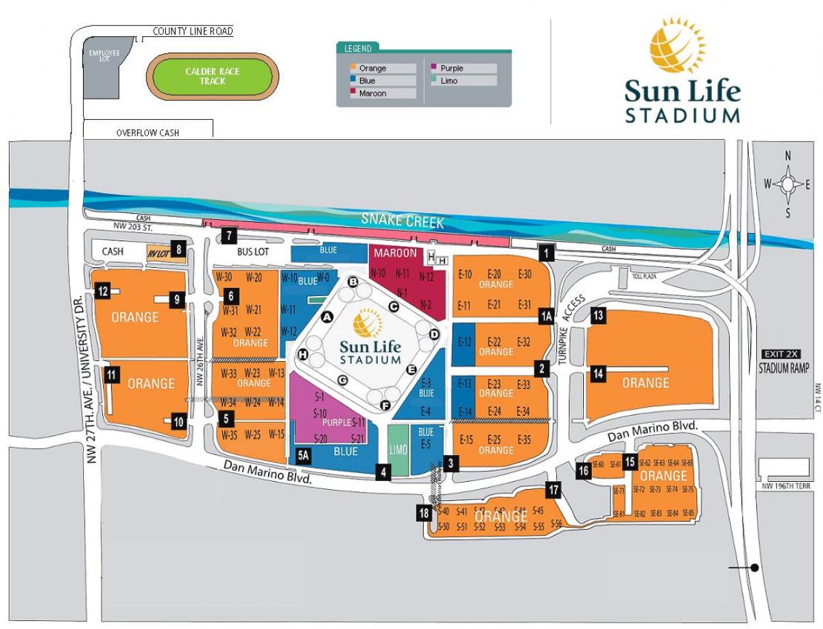 sun life stadium parking map